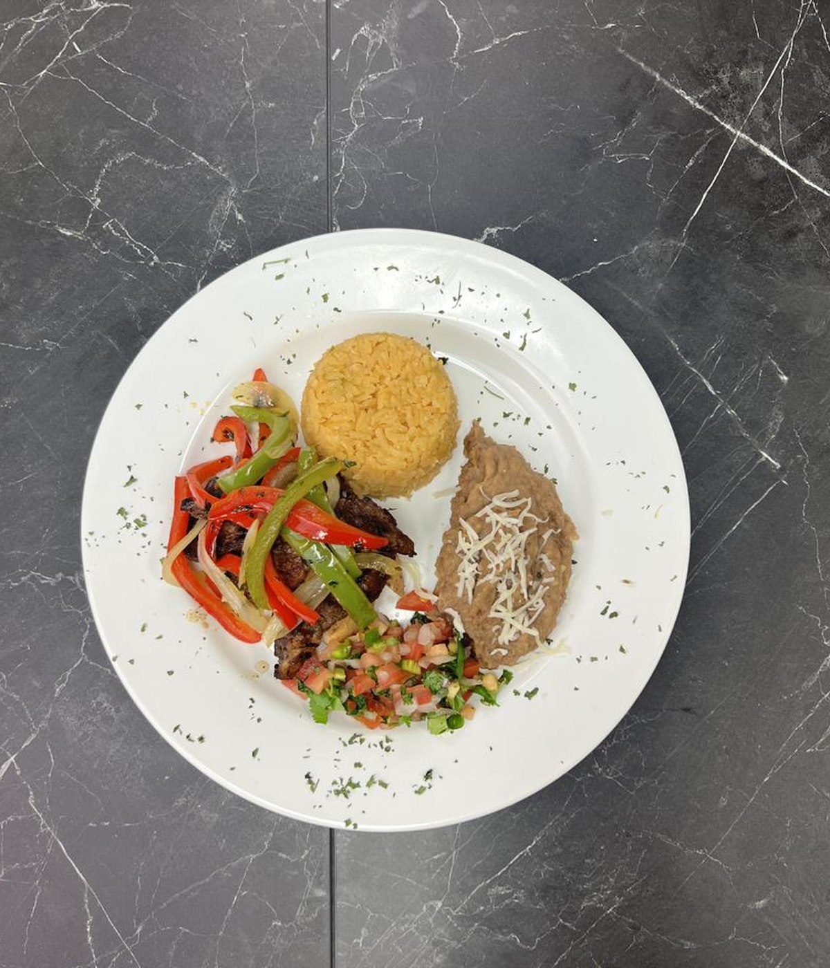 Fajita Mixta plate, Mary's Gourmet Catering